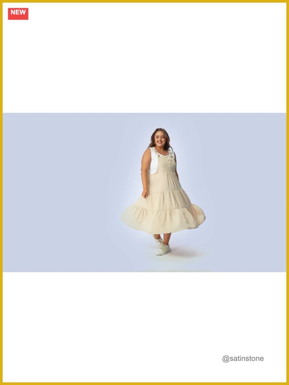 Plus Size Overall Dress with Pockets Tiered Maxi Jumper Dress Adjustable Straps - Picture 7 of 7